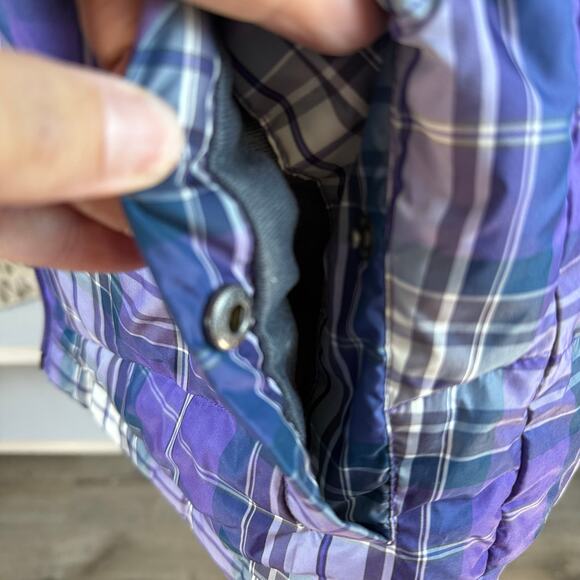 Lands’ End sz. XS purple plaid puffer vest, mature, layering office 4373 - Picture 7 of 9